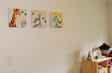 Small Canvas' 'Animal triptych' 3 x small canvas, animal theme on soft cream background. COMMISSIONED/ SOLD