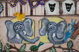 Large Canvas 'Ark 2 with flamingo'- Noah's Ark cute + colourful animal theme. SOLD