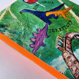 Photoblock 'Dinosaur Adventure'  mounted print of detail from an original painting 10cm