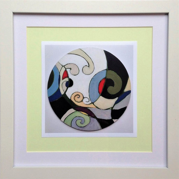 Framed Print 'Beginnings 2' - print of an original little wooden circle art piece