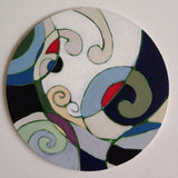 Wooden Circle 'Beginnings 2'- handpainted kory + swirl design 15cm