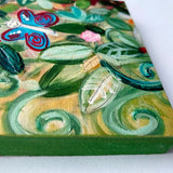Photoblock 'Blue Butterflies'-  mounted print of detail from an original painting 10cm