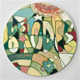 Wooden Circle 'Brodee' - handpainted customized lettering + landscape theme 15cm COMMISSION / SOLD
