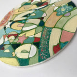 Wooden Circle 'Brodee' - handpainted customized lettering + landscape theme 15cm COMMISSION / SOLD