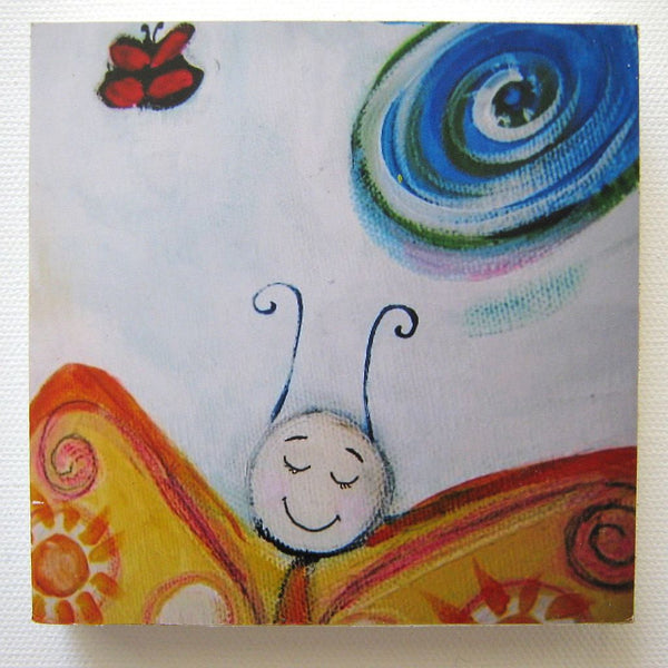 Photoblock 'Butterfly' - mounted print of detail from an original painting 10cm
