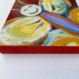 Photoblock 'Butterfly on red'-  mounted print of detail from an original painting 10cm