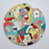 Wooden Circle 'Wish Garden'- handpainted overlapping pastel flowers + hearts 15cm