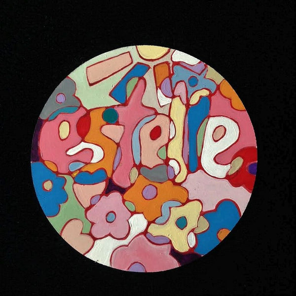 Wooden Circle 'Estelle'- handpainted customised lettering + flowers painting. COMMISSIONED /SOLD