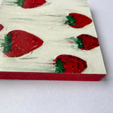 Photoblock 'Falling Strawberries'-  mounted print of detail from the original painting 10cm