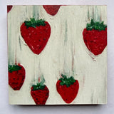 Photoblock 'Falling Strawberries'-  mounted print of detail from the original painting 10cm