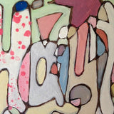 Wooden Circle 'Hayley's starburst'- handpainted customised lettering + shapes 15cm COMMISSIONED/SOLD