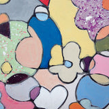 Framed Print 'Flower Hearts' - print of the original little wooden circle art piece