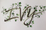 Name Art 'Ivy'-  customised ink + paint on paper presented in white frame COMMISSIONED/ SOLD