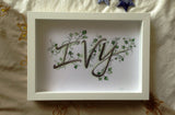 Name Art 'Ivy'-  customised ink + paint on paper presented in white frame COMMISSIONED/ SOLD