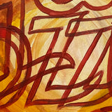 Wooden Circle 'Izzy' handpainted customised lettering in swirly design- COMMISSONED / SOLD