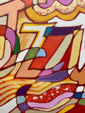 Wooden Circle 'Izzy' handpainted customised lettering in swirly design- COMMISSONED / SOLD