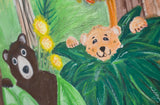 Large Canvas 'Jungle days' -featuring some of the coolest animals in a fun jungle scene, original painting