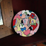 Wooden Circle 'Maia'- handpainted customised lettering +, flower heart theme. COMMISSIONED / SOLD