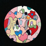 Wooden Circle 'Maia'- handpainted customised lettering +, flower heart theme. COMMISSIONED / SOLD