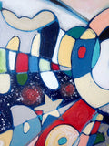 Large Canvas 'MoonBeam Dreams' overlapping lettering in abstract fun design, original painting