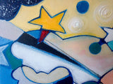 Large Canvas 'MoonBeam Dreams' overlapping lettering in abstract fun design, original painting