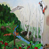 Medium Canvas 'Owl Flying in Summertime' - customised Scandinavian animal themed original painting COMMISSIONED/ SOLD