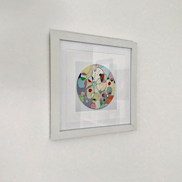 Framed Print 'Pastel Pebbles' - print of the original little wooden circle art piece