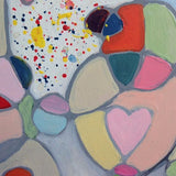 Wooden Circle 'Pastel Pebbles' - handpainted cute + colourful circle + pebble shapes 15cm