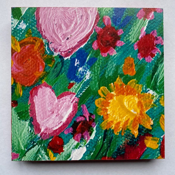 Photoblock 'Pink Heart'- mounted print of detail from an original painting 10cm