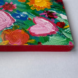 Photoblock 'Pink Heart'- mounted print of detail from an original painting 10cm