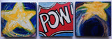 Photoblocks 'POW stars' set of 3 -mounted prints of detail from original paintings 10cm