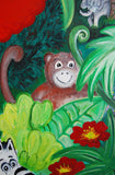 Large Canvas 'Safari Jungle' - Colourful jungle animla themed vista, original painting- SOLD