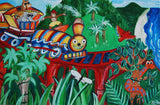 Large canvas 'Sam's Jungle Express'- customised train and jungle themed painting -COMMISSIONED/ SOLD