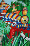 Large canvas 'Sam's Jungle Express'- customised train and jungle themed painting -COMMISSIONED/ SOLD