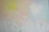 Large Canvas 'Sarah's Flowers'- flower theme in soft pastels original painting for nursery. COMMISSIONED /SOLD