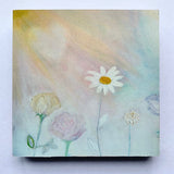 Photoblock 'Pastel Flowers'- mounted print of detail from an original painting 10cm