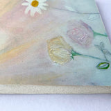 Photoblock 'Pastel Flowers'- mounted print of detail from an original painting 10cm
