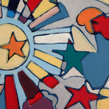 Framed Print 'Sky burst' - print of the original little wooden circle art piece