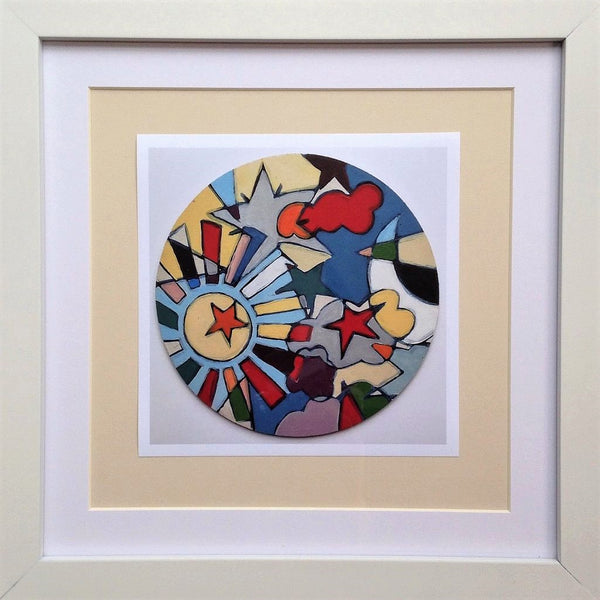 Framed Print 'Sky burst' - print of the original little wooden circle art piece