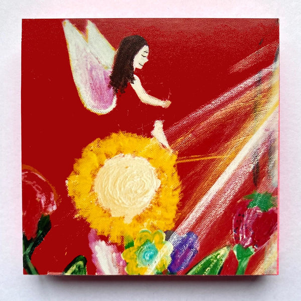 Photoblock 'Sunshine Fairy'-  mounted print of detail from an original painting 10cm