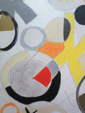 Wooden Circle 'Kisses n Hugs 2' - handpainted in neutral colours, fun X's and O's theme 15cm