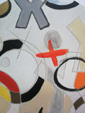Wooden Circle 'Kisses n Hugs 1' - handpainted in neutral colours, fun X's and O's theme 15cm