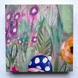 Photoblock 'Toadstool Garden'- mounted print of detail from an original painting 10cm