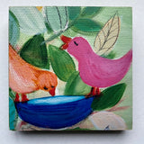 Photoblock 'Two Birds' mounted print of detail from an original paiting 10cm