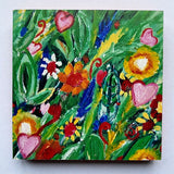 Photoblock 'Bright Garden'-  mounted print of detail from an original painting 10cm