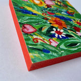 Photoblock 'Bright Garden'-  mounted print of detail from an original painting 10cm
