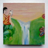 Photoblock 'Waterfall Fairy'- mounted print of painting detail on small photo block
