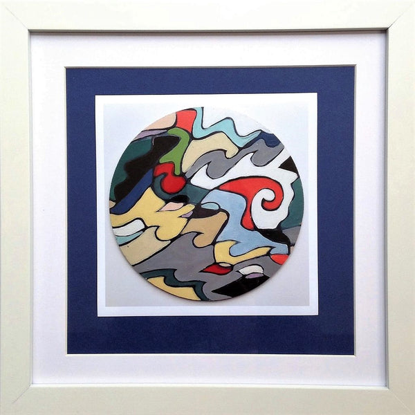 Framed Print 'Wavey' print of the original little wooden circle art piece