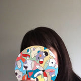 Wooden Circle 'Wish Garden'- handpainted overlapping pastel flowers + hearts 15cm