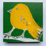 Photoblock 'Yellow Bird'- mounted print of detail from an original painting 10cm